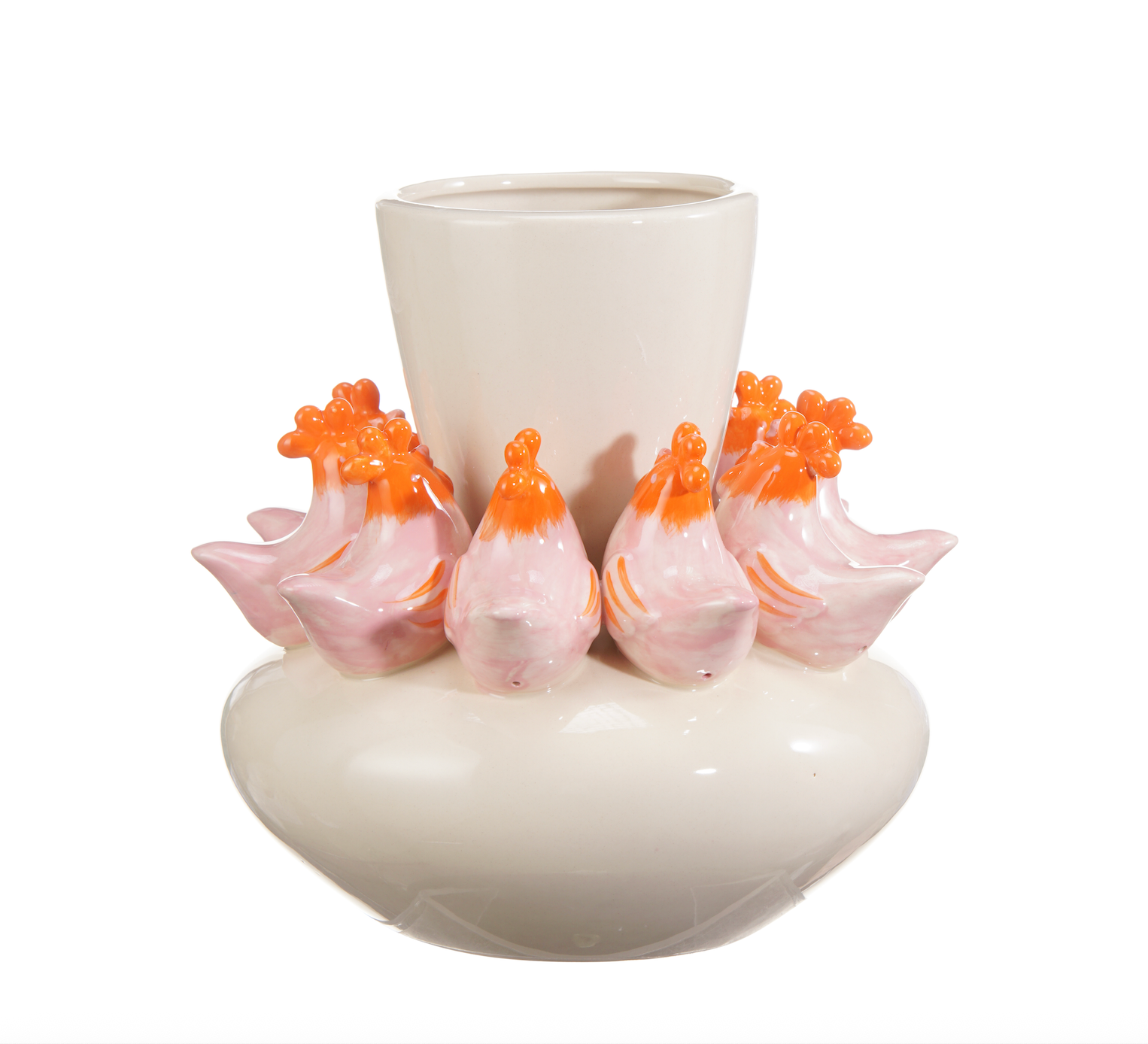 Ceramic Hand Painted Hen Vase