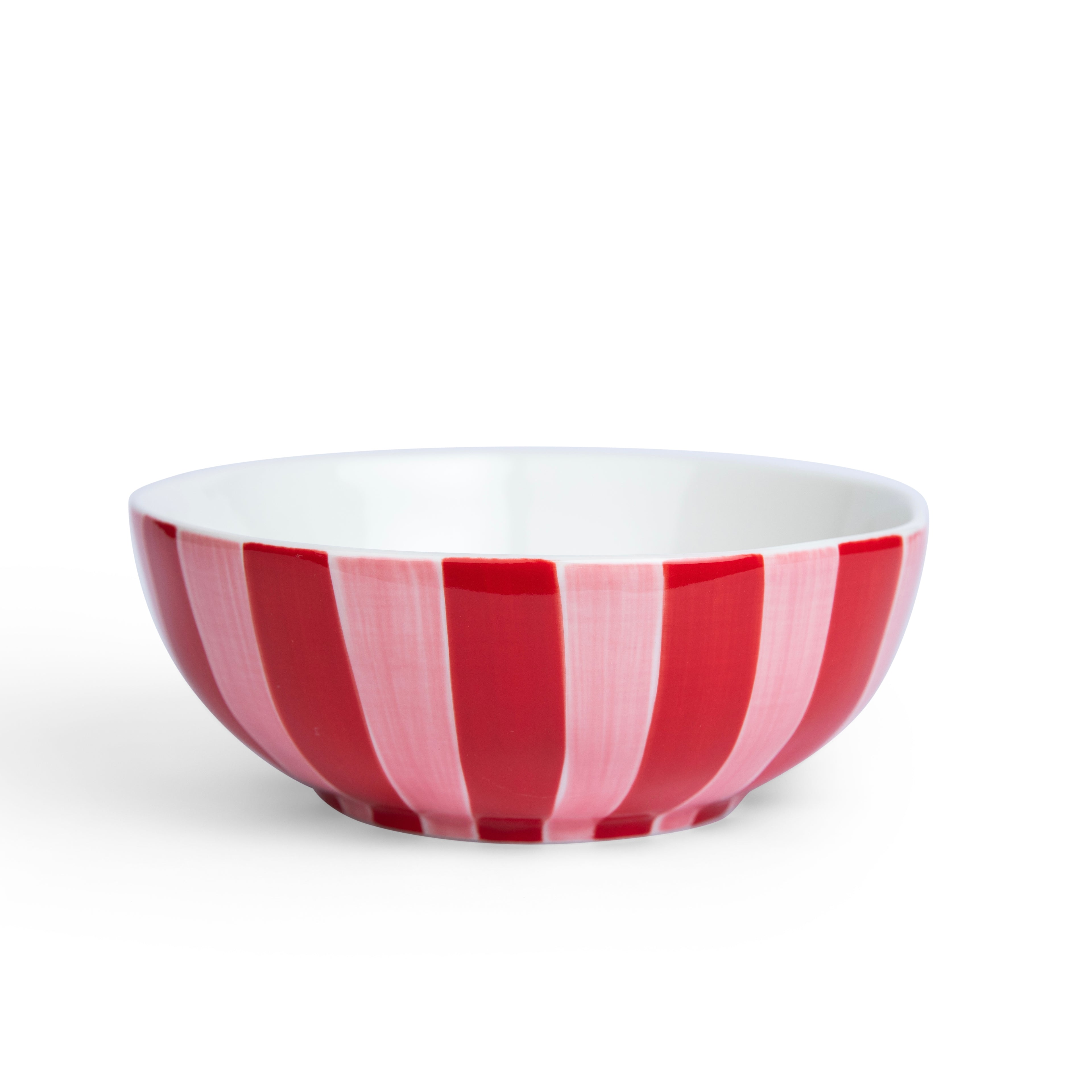 Ceramic Medium Bowl | Pink &amp; Red Stripe