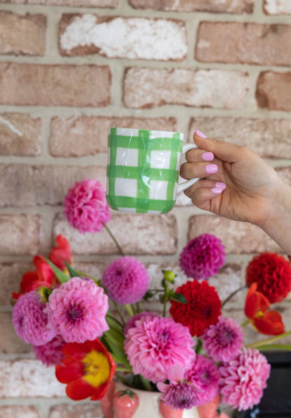 Ceramic Mug | Mint Green Gingham