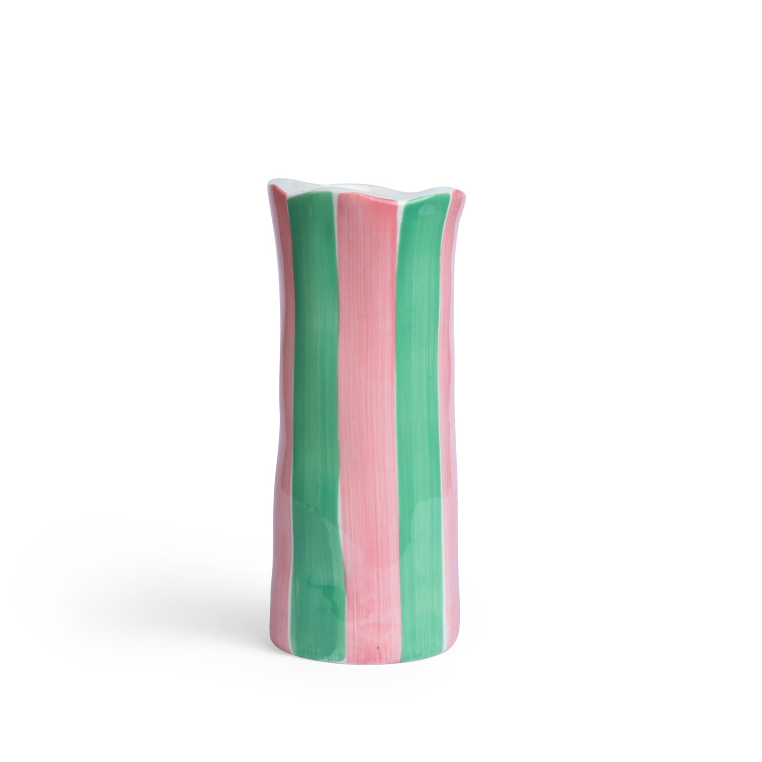 NEW Small Vase - Green &amp; Pink Stripe
