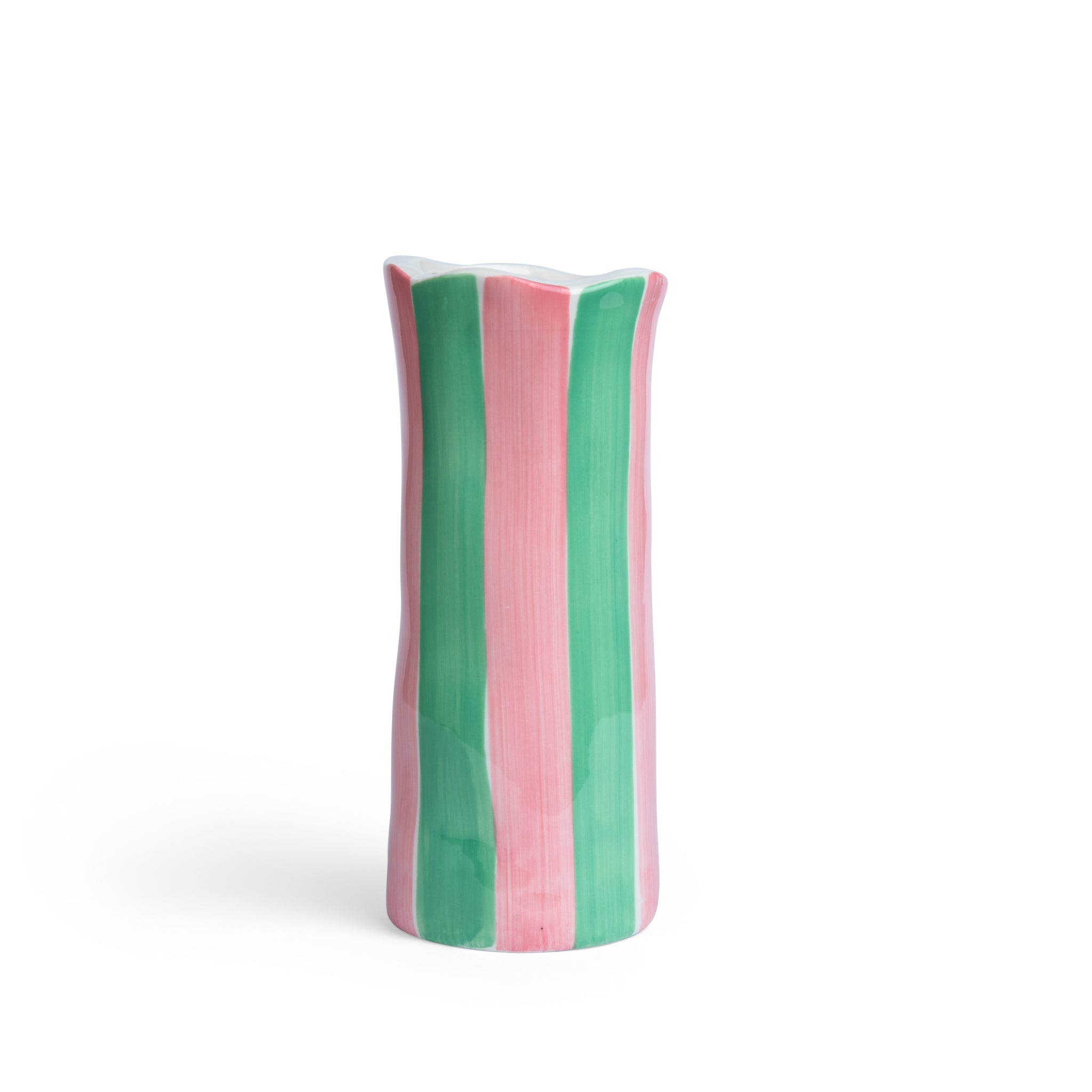 NEW Small Vase - Green &amp; Pink Stripe