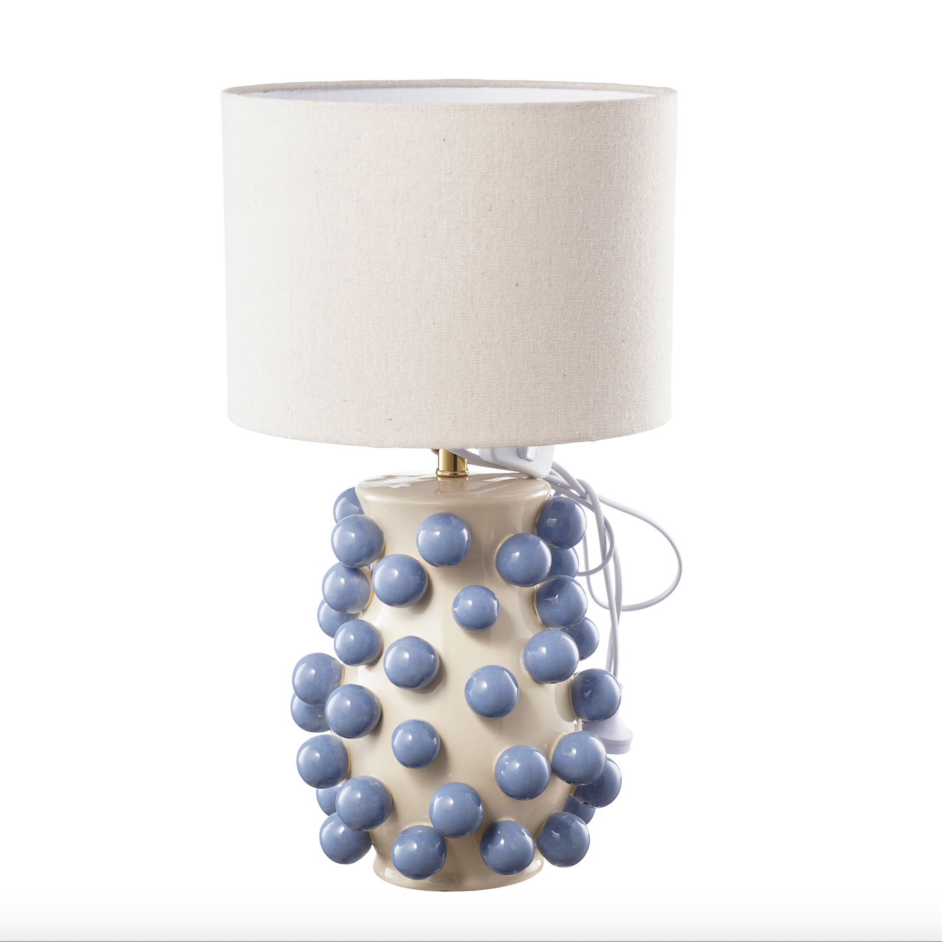 Hand Painted Ceramic Blue Bubble Lamp with shade