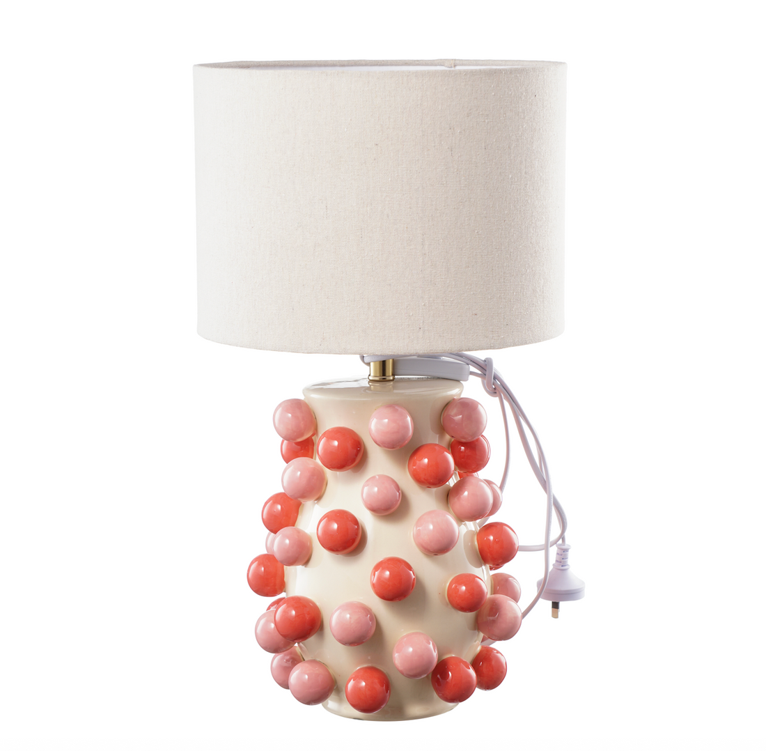 Hand Painted Pink Bubble Lamp with shade