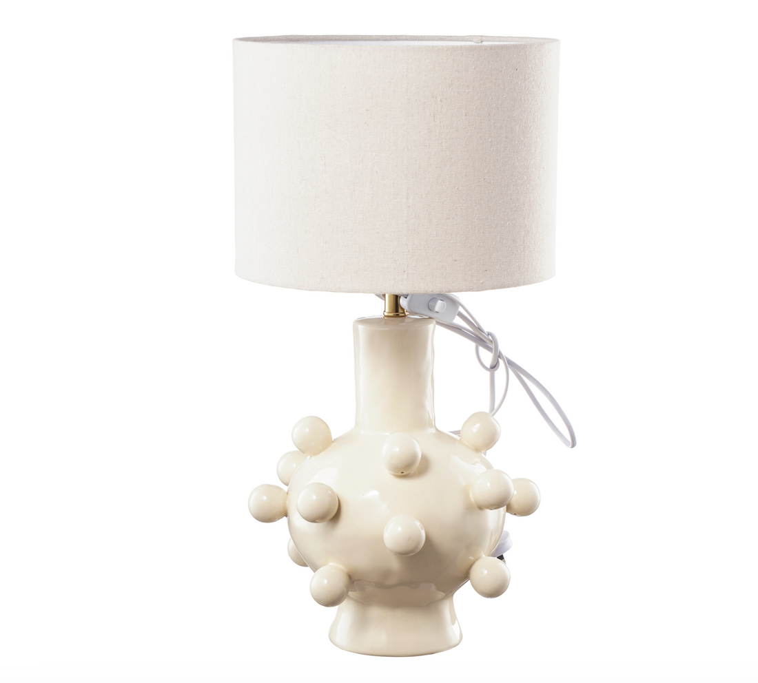 Hand Painted Ceramic Ivory Bubble Lamp with shade